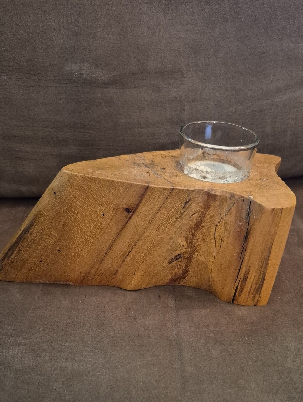 Natural Wooden Candle Holder Wood Carvings Whimsical Cabin Country Chic